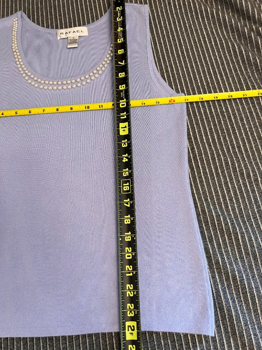 RAFAEL‎ Lavender Faux Pearl Neck Knit Tank Top Quiet Luxury Size M - Picture 12 of 12
